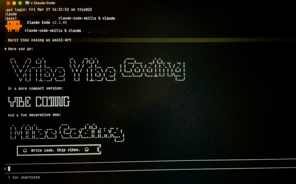 Computer screen displays "vibe vibe coding" text.